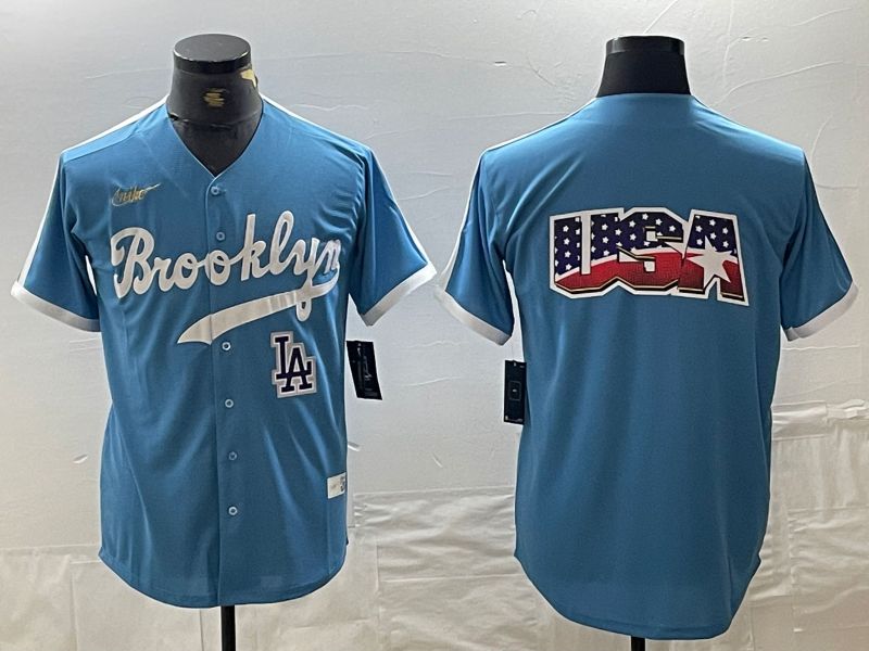 Men Los Angeles Dodgers Blank Light blue Throwback 2024 Nike MLB Jersey style 11->youth mlb jersey->Youth Jersey